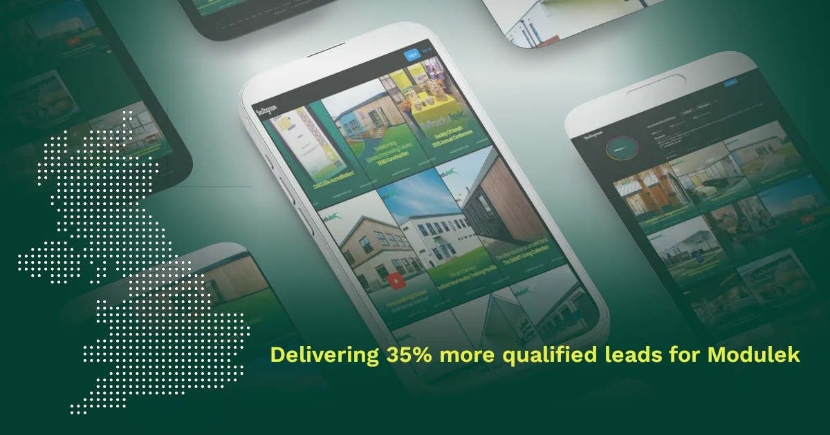 Smartphones displaying Modulek lead generation.