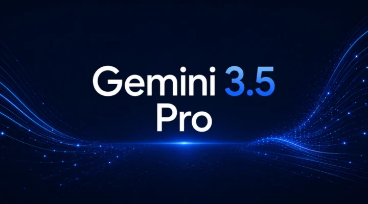 Gemini 3.5 Pro banner showing a glowing blue cube marked 3.5 with the Gemini spark icon
