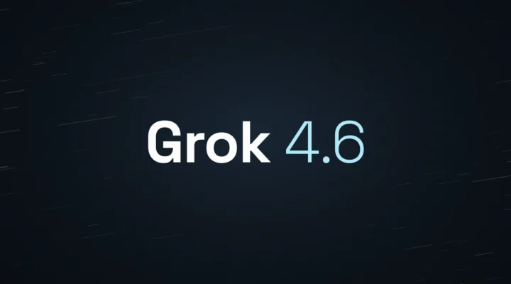 Grok 4.6 wordmark on the SpaceXAI announcement ground, illustrating our analysis of the model's benchmarks and cost per completed task.