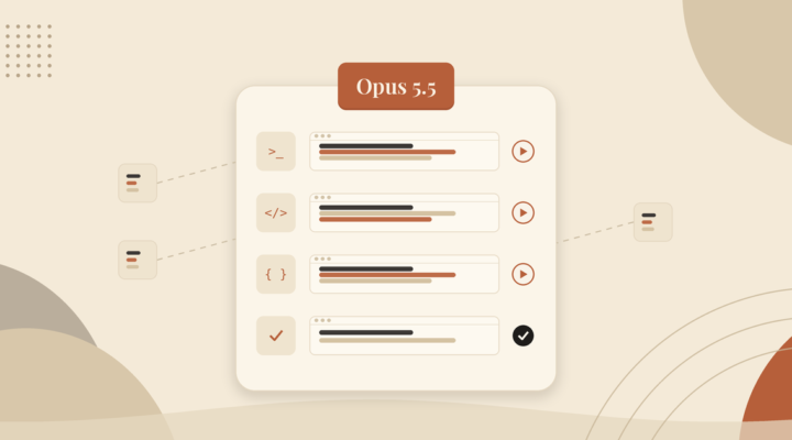 A list with a terminal, script, css, and complete icon.