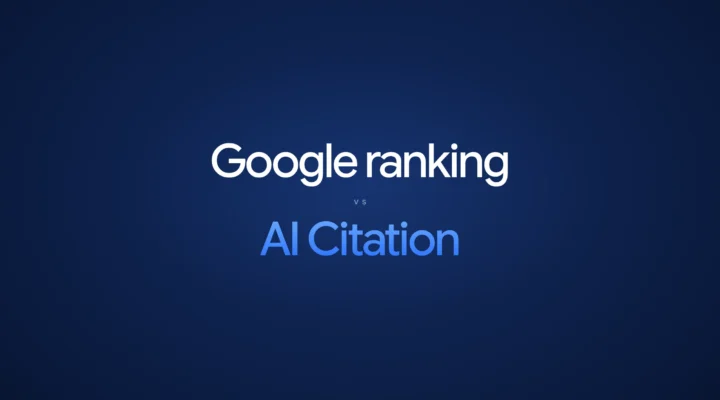 Google ranking vs AI Citation on a navy background